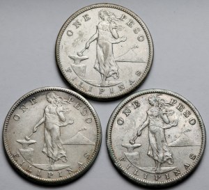 Philippines, Peso 1907-1909 - set (3pcs)