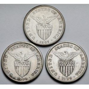 Filipiny, Peso 1907-1909 - zestaw (3szt)
