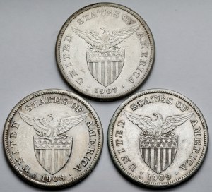 Filipíny, peso 1907-1909 - sada (3 ks)