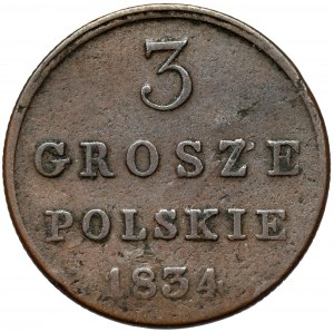 3 Polish pennies 1834 KG - Gronau - RARE