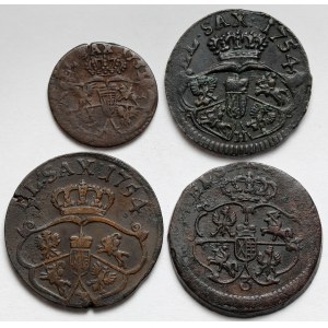 August III Sas, Szeląg i Grosze 1753-1754? (4szt)