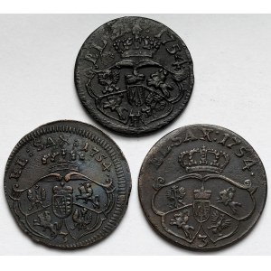 August III Sas, Grosze 1754 - różne odmiany (3szt)
