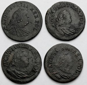 August III Saxon, Pennies 1754 - set (4pcs)