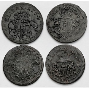 August III Sas, Grosze 1754 - zestaw (4szt)