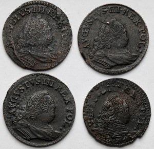 August III Saxon, Pennies 1754-1758 - dont RARE (4pc)