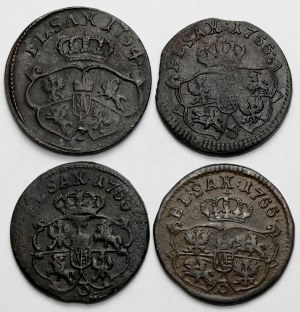 August III Saxon, Pennies 1754-1755 - set (4pcs)