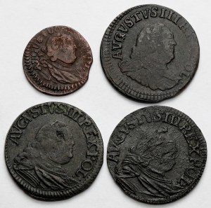 August III Saxon, Shell et Penny 1753-1758 - dont RARE (4pc)