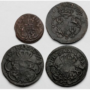 August III Sas, Szeląg i Grosze 1753-1758 - w tym RZADKI (4szt)