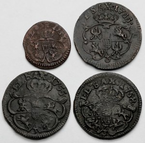 August III of Saxony, Shelby and Pennies 1753-1758 - including RARE (4pc)