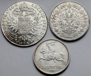 Austria, Litwa, Zestaw monet (3szt)