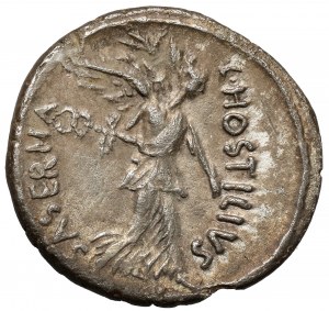 Republika, L. Hostilius Saserna (48 př. n. l.) Denár