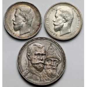 Rosja, Mikołaj II, 50 kopiejek - Rubel 1911-1913 - zestaw (3szt)