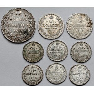 Rosja, Połtina i 10-20 kopiejek 1839-1915 - zestaw (9szt)