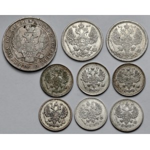 Rosja, Połtina i 10-20 kopiejek 1839-1915 - zestaw (9szt)