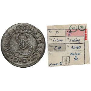 Zygmunt III Waza, Szeląg Wilno 1590 - B.RZADKI - ex. Kałkowski
