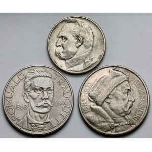 Piłsudski, Traugutt i Sobieski, 5 i 10 złotych 1933 i 1934 - zestaw (3szt)