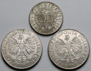 Pilsudski, Traugutt and Sobieski, 5 and 10 gold 1933 and 1934 - set (3pcs)
