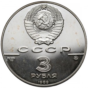 Rusko / ZSSR, 3 ruble 1989 - Moskva Kremeľ