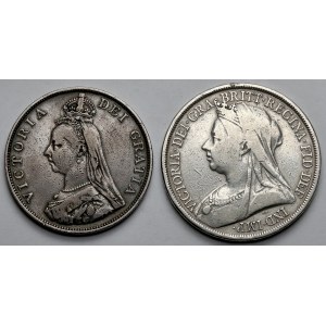 Anglia, Wiktoria, Crown 1888 i 1893 - zestaw (2szt)