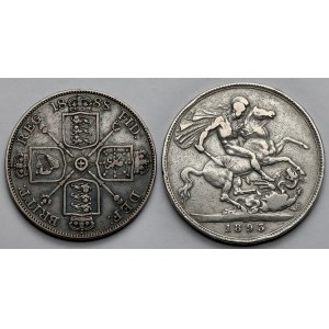 Anglia, Wiktoria, Crown 1888 i 1893 - zestaw (2szt)