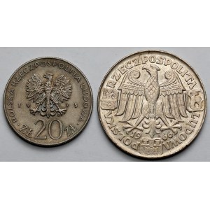 Próba, 100 złotych 1966 i lekka skrętka 20 złotych 1975 - zestaw (2szt)