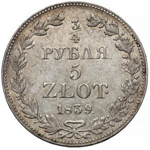 3/4 rubla = 5 złotych 1839 MW, Warszawa