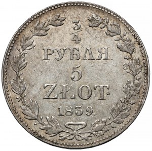 3/4 rubli = 5 zloty 1839 MW, Varsavia
