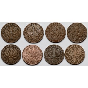 5 groszy 1925-1939 - zestaw (8szt)