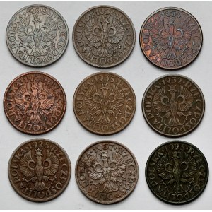 1 grosz 1925-1939 - zestaw (9szt)