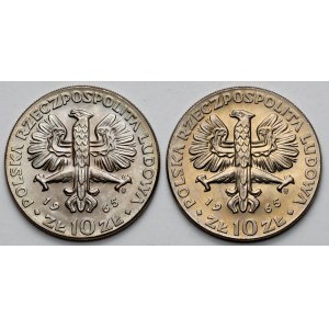 10 złotych 1965, VII wieków Warszawy - lekkie duchy - zestaw (2szt)