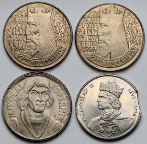 Przemysław II, Kazimierz Wielki i Kopernik, 10-100 złotych 1964-1985 - zestaw (4szt)