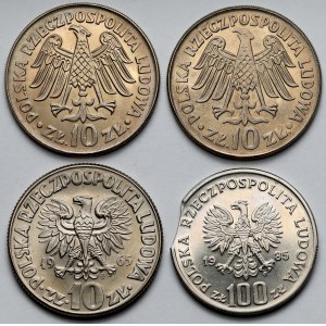 Przemysław II, Kazimierz Wielki i Kopernik, 10-100 złotych 1964-1985 - zestaw (4szt)