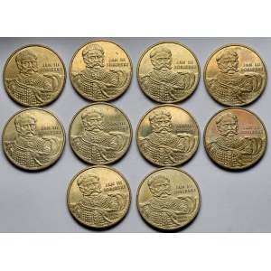 2 złote 2001 Jan III Sobieski - zestaw (10szt)