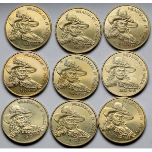 2 złote 1999 Władysław IV Waza - zestaw (9szt)