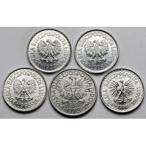 1 i 2 złote 1973-1986 - zestaw (5szt)