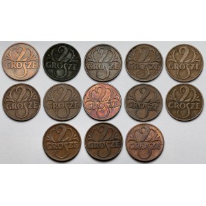 2 grosze 1925-1939 - zestaw (13szt)