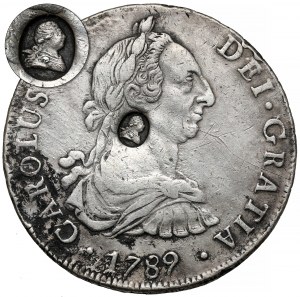 England, George III - Crisis coin - Countermark on 8 reales 1789
