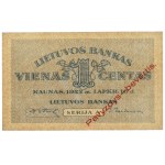 Lithuania, 1 Centas 1922 - FRONT SPECIMEN