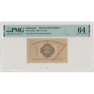 Lithuania, 2 Centas 1922 - BACK SPECIMEN