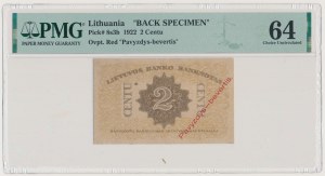 Litva, 2 Centas 1922 - ZPĚTNÝ VZOREK