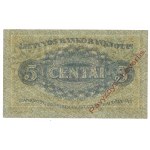 Lithuania, 5 Centai 1922 BACK SPECIMEN