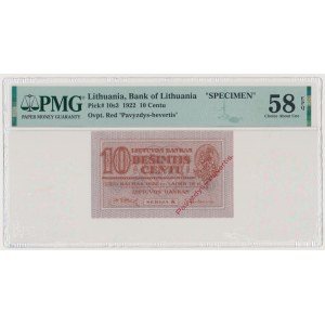 Lithuania, 10 Centu 1922 SPECIMEN