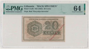 Lithuania, 20 Centu (1922) - BACK SPECIMEN