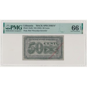Lithuania, 50 Centu (1922) - BACK SPECIMEN