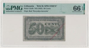 Lithuania, 50 Centu (1922) - BACK SPECIMEN