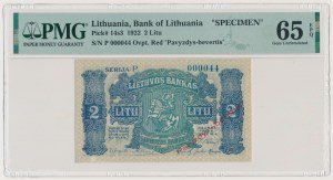 Litva, 2 Litu 1922 - SPECIMEN - P 000044