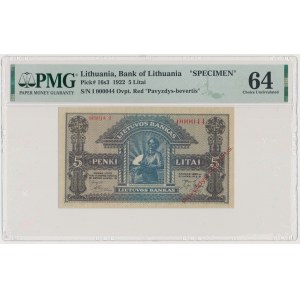 Lithuania, 5 Litai 1922 SPECIMEN - I 000044