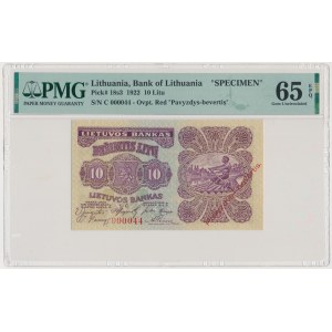 Lithuania, 10 Litu 1922 - SPECIMEN - 000044