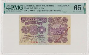 Lithuania, 10 Litu 1922 - SPECIMEN - 000044