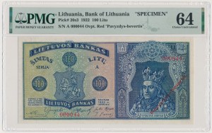 Lithuania, 100 Litu 1922 - SPECIMEN - A 000044